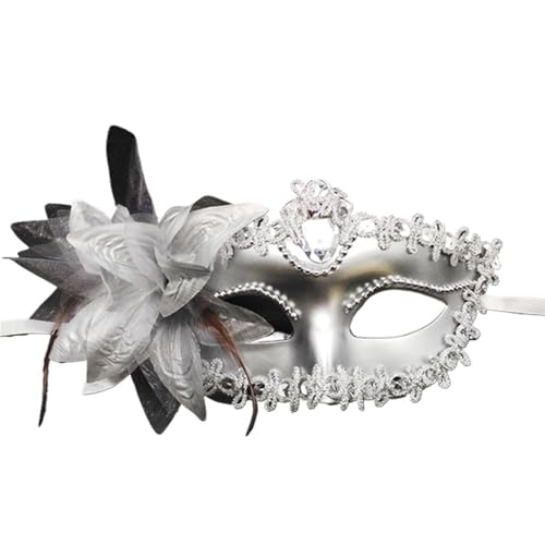 Maskerade Maske Kostüme Frauen Maske Silber Weiß Gold Schwarz Spitze Gesicht Prinzessin Maskenball Ausgefallene Masken Partyzubehör(Silvery) von WJIAYAO