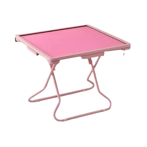 WJIAYAO Mahjong-Tisch Klappbarer Mahjong-Tisch, rosa, for Schlafsaal, Schach und Kartenlicht, mit Getränkehalter, Schublade, manuelle Handreibung, Spatz(Color2) von WJIAYAO
