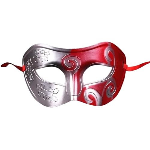 WJIAYAO Maskerade Maske 1 Stück Maske Antik Gold und Silber Flachkopfmaske Ball Party Versammlung Männer und Frauen Halbmaske Dekoration(Bright red) von WJIAYAO