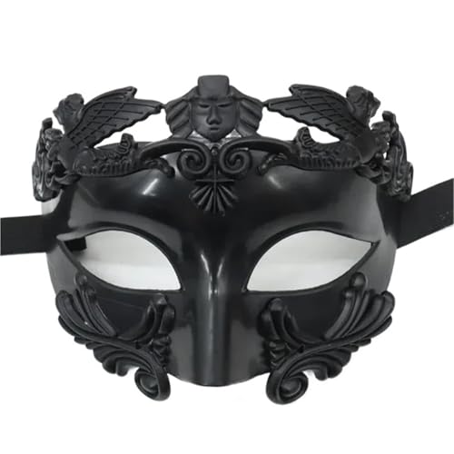 WJIAYAO Maskerade Maske Antike Masken, Maskerade, halbe Gesichtsmaske, Kostüm, Partyzubehör, Masken, Dekoration for Damen und Herren(Black) von WJIAYAO