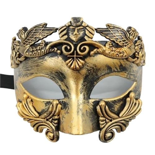 WJIAYAO Maskerade Maske Antike Masken, Maskerade, halbe Gesichtsmaske, Kostüm, Partyzubehör, Masken, Dekoration for Damen und Herren(Gold) von WJIAYAO