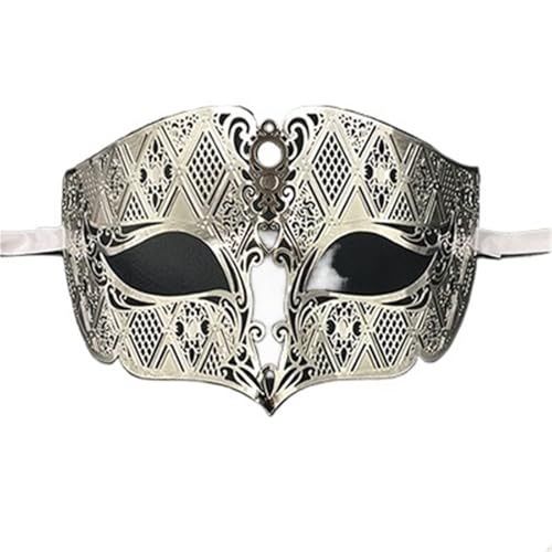 WJIAYAO Maskerade Maske Männliche Metall Filigrane Laser Cut Männer Maskerade Augenmasken Party Hochzeit Ball Masken(Silver) von WJIAYAO