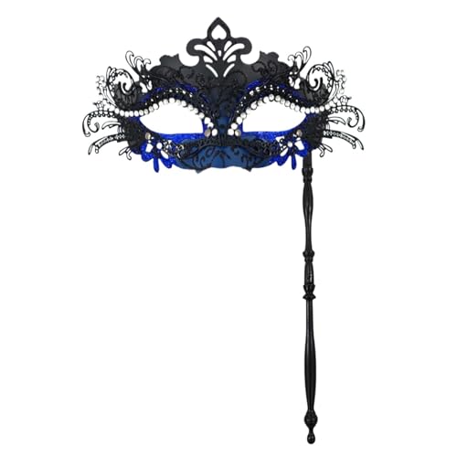 WJIAYAO Maskerade Maske Partymaske mit Haltestab, Abend, Abschlussball, Maskerade, Bühne, Cosplay, Requisiten, halbe Gesichtsmasken for Frauen(Purple) von WJIAYAO