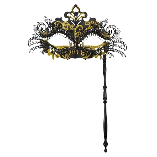 WJIAYAO Maskerade Maske Partymaske mit Haltestab, Abend, Abschlussball, Maskerade, Bühne, Cosplay, Requisiten, halbe Gesichtsmasken for Frauen(Red1) von WJIAYAO
