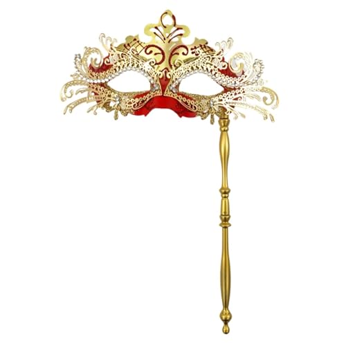 WJIAYAO Maskerade Maske Partymaske mit Haltestab, Abend, Abschlussball, Maskerade, Bühne, Cosplay, Requisiten, halbe Gesichtsmasken for Frauen(Silver) von WJIAYAO