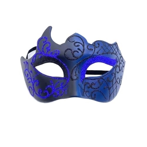 WJIAYAO Maskerade Maske Retro bemalte Halbgesichts-Maskerademaske for Damen und Herren, Kostümzubehör, Party-Requisiten(Black blue) von WJIAYAO