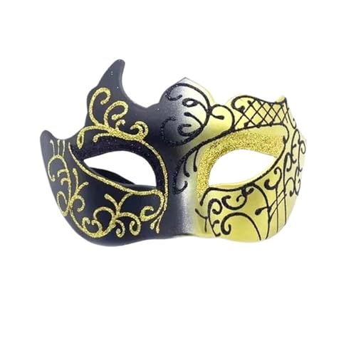 WJIAYAO Maskerade Maske Retro bemalte Halbgesichts-Maskerademaske for Damen und Herren, Kostümzubehör, Party-Requisiten(Black gold) von WJIAYAO