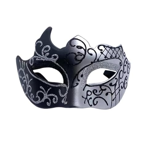 WJIAYAO Maskerade Maske Retro bemalte Halbgesichts-Maskerademaske for Damen und Herren, Kostümzubehör, Party-Requisiten(Black silver) von WJIAYAO