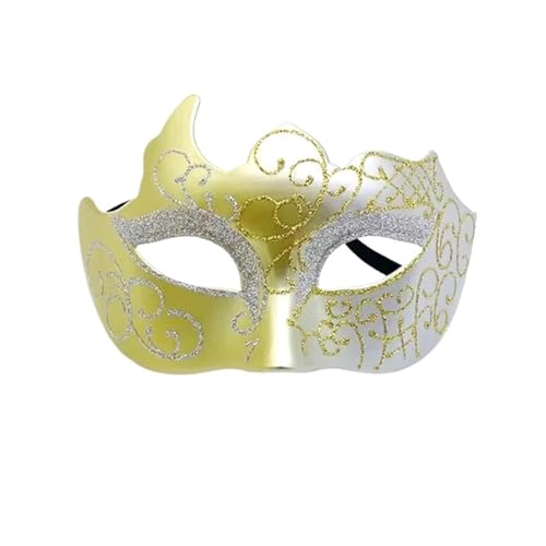 WJIAYAO Maskerade Maske Retro bemalte Halbgesichts-Maskerademaske for Damen und Herren, Kostümzubehör, Party-Requisiten(Gold silver) von WJIAYAO