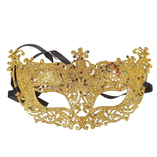 WJIAYAO Maskerade Maske Spitzenmaske Plus Blumenmaske Party Make-up Erwachsene Kindermaske Maskenballmasken(Golden) von WJIAYAO