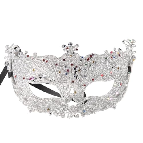 WJIAYAO Maskerade Maske Spitzenmaske Plus Blumenmaske Party Make-up Erwachsene Kindermaske Maskenballmasken(Silve) von WJIAYAO