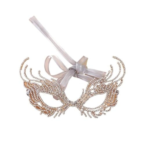 WJIAYAO Maskerade Maske Strass-Partymasken, Kristallgläser, Ersatzmasken, Hochzeitsdekoration(Gold-color) von WJIAYAO