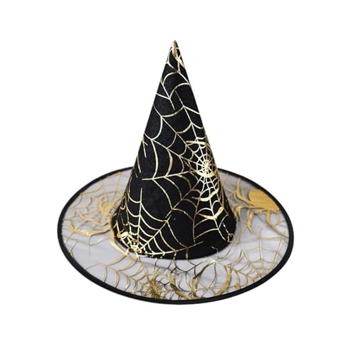 Hexenhut Halloween Dekoration Lieferungen Kinder Erwachsene Prom Party Dress Up Mesh Wizard Magics Für(Black) von WJLYDM