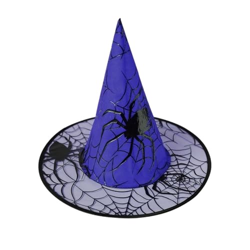 Hexenhut Halloween Dekoration Lieferungen Kinder Erwachsene Prom Party Dress Up Mesh Wizard Magics Für(Blue) von WJLYDM