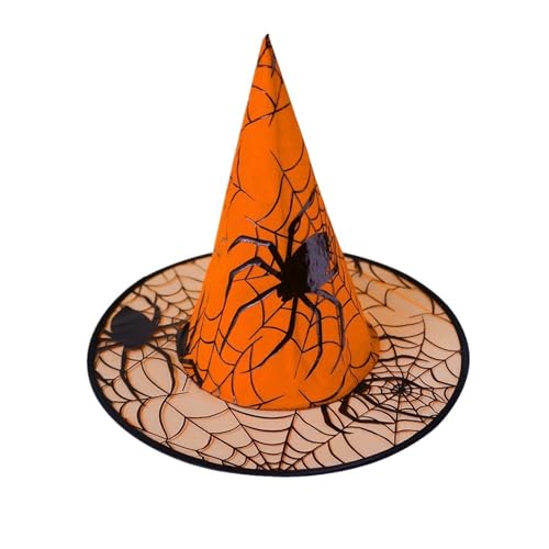 Hexenhut Halloween Dekoration Lieferungen Kinder Erwachsene Prom Party Dress Up Mesh Wizard Magics Für(Orange) von WJLYDM