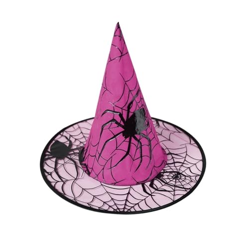 Hexenhut Halloween Dekoration Lieferungen Kinder Erwachsene Prom Party Dress Up Mesh Wizard Magics Für(Pink) von WJLYDM