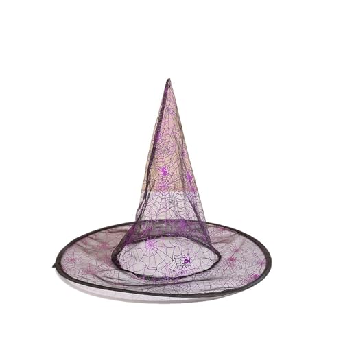 WJLYDM Dekorationen Requisiten Spitzhut Halloween Hexe Pailletten Atmungsaktive Spinne Dekorative Cosplay Unisex Zubehör(Purple) von WJLYDM