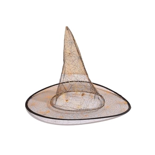 WJLYDM Dekorationen Requisiten Spitzhut Halloween Hexe Pailletten Atmungsaktive Spinne Dekorative Cosplay Unisex Zubehör(Yellow) von WJLYDM