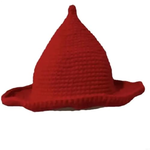 WJLYDM Gestrickte Hexe Erwachsene Halloween Hut Teens Mädchen Jungen Musical Festival(Red) von WJLYDM