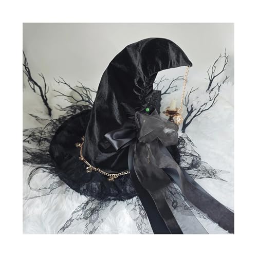 WJLYDM Handgemachte Spitze Hexe Spitzhüte Bandage Bogen Zauberer Hut Erwachsene Gothic Lolita Cosplay Kostüm Zubehör Halloween Party WJLYDM Handgemachte Spitze Hexe Spitzhüte Bandage Bogen Zauberer Hut Erwachsene Gothic Lolita Cosplay Kostüm Zubehör Halloween Party von WJLYDM