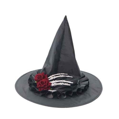 WJLYDM Zaubererhut Klassischer Totenkopf Hexe Halloween Schwarz for Themenpartys Maskerade(38.5x35cm) von WJLYDM