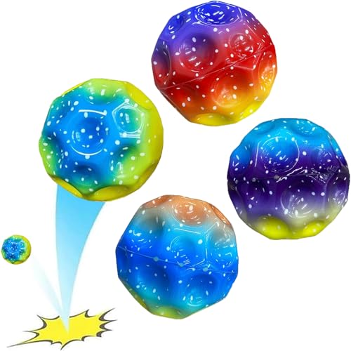 WJOWWL 4 Stück Astro Jump Ball, Space Ball Moon Ball, Astro Jumper Ball, Galaxy Ball, Spaceballs, Mini Bouncing Ball Toy, Jumpball, Bouncing Ball, Hüpfbälle Toy Geschenke für Kinder im Freien (A) von WJOWWL