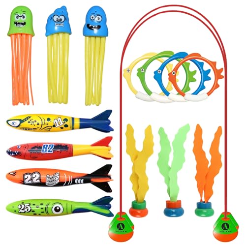 WJWINER Tauchspielzeug für Kinder, 16 Stück Tauch Spielzeug Tauchtorpedo zum Schwimmen, Unterwasser Tauchspielzeug Set, für Kinder, Jungen, Mädchen Unterwasser-Pooltraining WJWINER Tauchspielzeug für Kinder, 16 Stück Tauch Spielzeug Tauchtorpedo zum Schwimmen, Unterwasser Tauchspielzeug Set, für Kinder, Jungen, Mädchen Unterwasser-Pooltraining von WJWINER