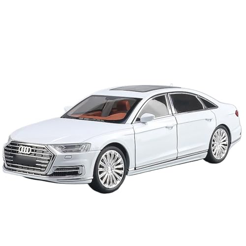 Für Audi A8 Diecast Legierung Metall Spielzeug Auto Modell Pull Back Sound & Licht Türen Öffnende Sammlung Geschenk 1/24(White) von WJXNNON