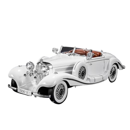 Für Benzs 1936 500K Legierung Klassische Diecast Metall Retro Fahrzeuge Auto Modell Simulation Sound Und Licht Geschenk 1:18(White) von WJXNNON