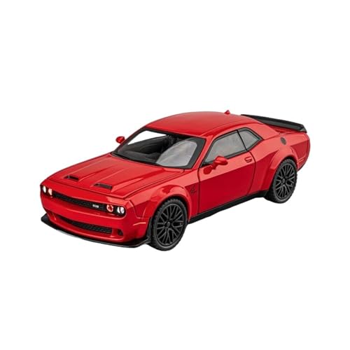 Für Dodge Challenger Hellcat Spielzeugauto Druckgussautos Spielzeug Zurückziehbare Hellcat-Modellautos Mit Sound Und Licht Im Maßstab 1:32(Red No Box) von WJXNNON