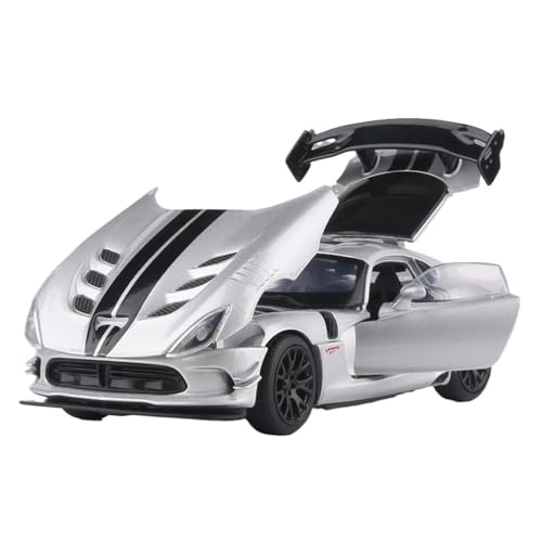 Für Dodge SRT Legierung Druckguss Metall Spielzeug Fahrzeuge Auto Modell Simulation Sound Licht Spielzeug Geschenk 1:32(Silvery) von WJXNNON
