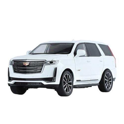 Für Escalade SUV Legierung Druckguss Metall Geländewagen Auto Modell Simulation Sound Und Licht Spielzeug Geschenk 1/24(White) von WJXNNON