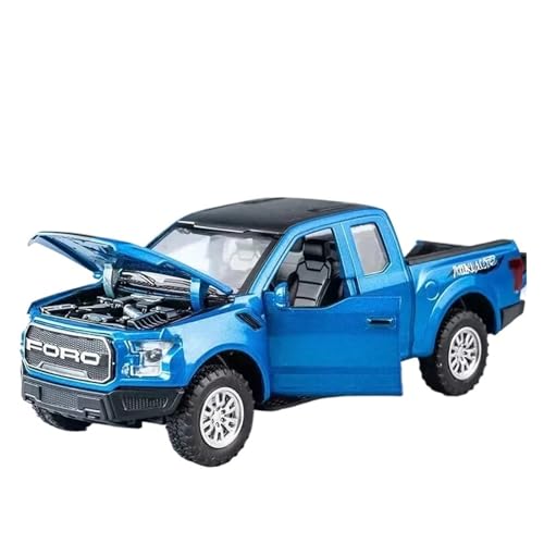Für Ford Raptor F150 Pickup Geländewagen Diecast Metalllegierung Modellauto Sound Light Pull Back 1:32(Blue) von WJXNNON