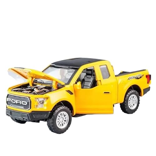 Für Ford Raptor F150 Pickup Geländewagen Diecast Metalllegierung Modellauto Sound Light Pull Back 1:32(Yellow) von WJXNNON
