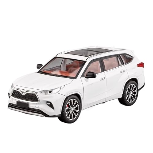 Für Highlander SUV Legierung Diecast Metall Fahrzeuge Auto Modell Sound Und Licht Kinder Geschenke 1:24(White) von WJXNNON