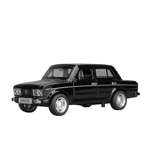 Für Lada 2106 Legierung Modellautos Spielzeug Druckguss Metallguss Pull Back Musik Licht Ornament Automodelle 1:32(Black) von WJXNNON