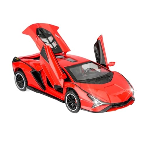 Für Lambo Legierung Super Auto Modell Sound Licht Kollektive Miniatur Kinder Junge Diecast Spielzeug Fahrzeug 1:32(Red) von WJXNNON
