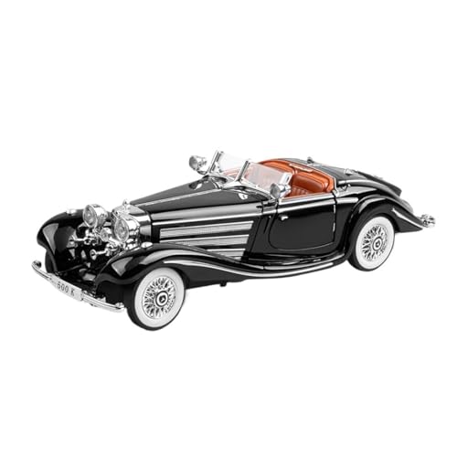 Für Mercedes-Benz 500K Oldtimer Legierung Metall Druckguss Automodell Sound & Licht Desktop-Kollektion Geschenk 1:24(Black with Box) von WJXNNON