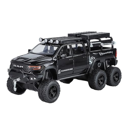 Für RAM 1500 TRX 6X6 Tyrannosaurus Rex, Pickup-Automodell aus Legierung, Sound- und Lichtspielzeug, Sammlerstück, Geschenk, 1:32(Black) von WJXNNON