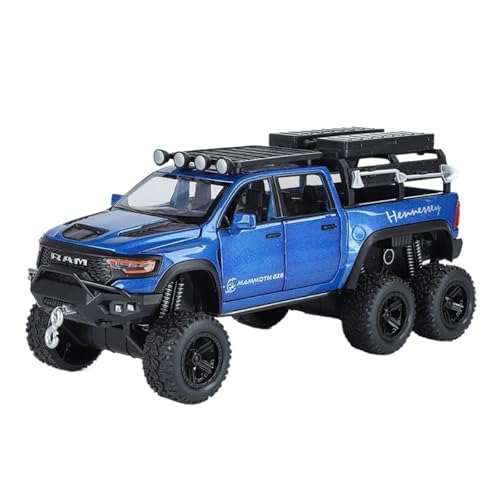 Für RAM 1500 TRX 6X6 Tyrannosaurus Rex, Pickup-Automodell aus Legierung, Sound- und Lichtspielzeug, Sammlerstück, Geschenk, 1:32(Blue) von WJXNNON