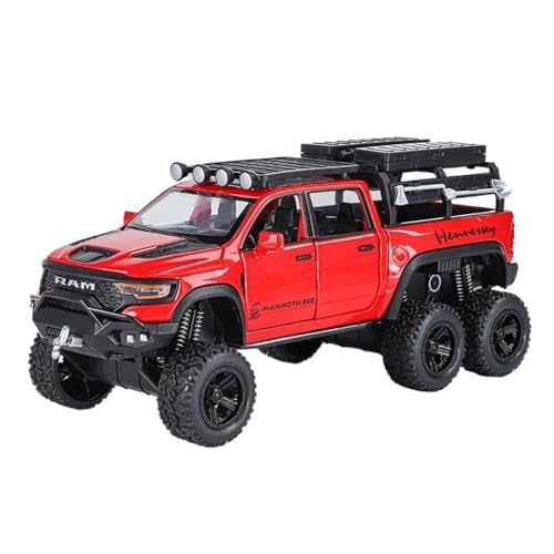 Für RAM 1500 TRX 6X6 Tyrannosaurus Rex, Pickup-Automodell aus Legierung, Sound- und Lichtspielzeug, Sammlerstück, Geschenk, 1:32(Red) von WJXNNON