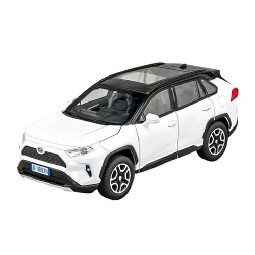 Für Toyota RAV4 SUV Legierung Automodell Druckguss Metall Spielzeugauto Simulation Sound und Licht Sammlerstücke Geschenk 1:32(White) von WJXNNON