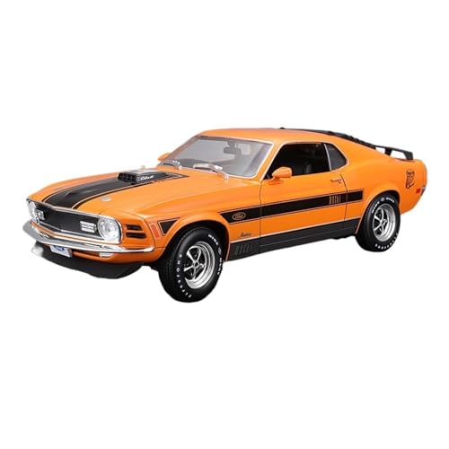 WJXNNON Für 1970 Ford Mustang Sportwagen Statische Simulation Druckgussfahrzeuge Sammlermodell Auto Spielzeug 1:18(Orange) von WJXNNON