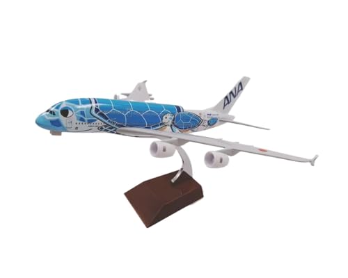 WJXNNON Für Airbus A380 Cartoon Sea Turtle Airlines Diecast Flugzeug Modell Spielzeug Mit Fahrwerken Legierung 20CM(DEEP Blue) von WJXNNON