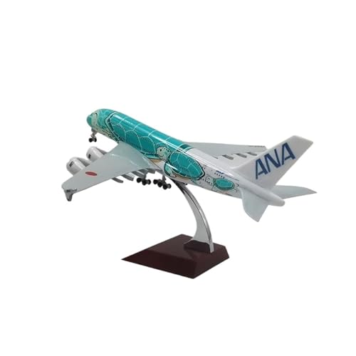 WJXNNON Für Airbus A380 Cartoon Sea Turtle Airlines Diecast Flugzeug Modell Spielzeug Mit Fahrwerken Legierung 20CM(Light Green) von WJXNNON