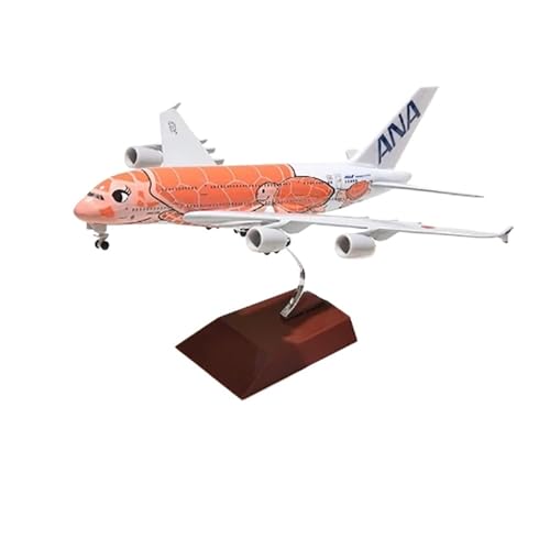 WJXNNON Für Airbus A380 Cartoon Sea Turtle Airlines Diecast Flugzeug Modell Spielzeug Mit Fahrwerken Legierung 20CM(Orange) von WJXNNON