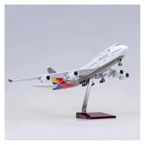 WJXNNON Für Asiana Airlines B747/A380 Harzflugzeug-Modellflugzeug Mit Ständer Für Luftfahrt-Enthusiasten Geschenke 47CM(B747 with lamp) von WJXNNON