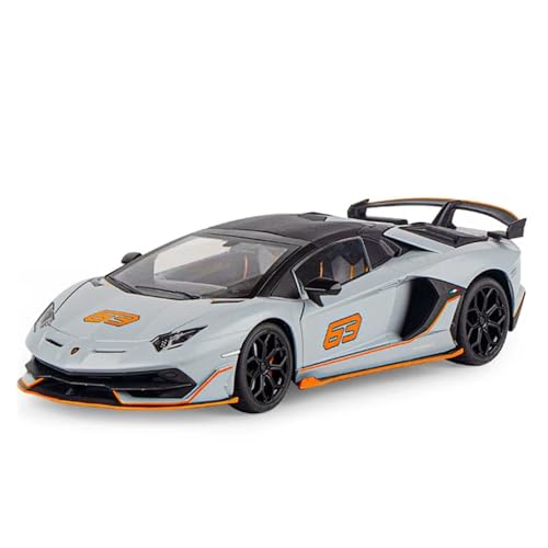 WJXNNON Für Aventadors SVJ 63 Legierung Rennwagen Druckguss Metall Spielzeugauto Modell Sound Und Licht Geschenke 1/18(Gray) von WJXNNON