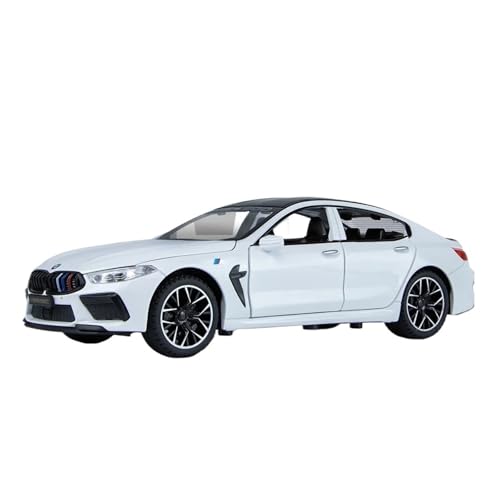 WJXNNON Für BMW M8 Legierung Automodell Druckguss Metall Spielzeugfahrzeuge Sound Und Licht Geschenk 1:24(White with Box) von WJXNNON