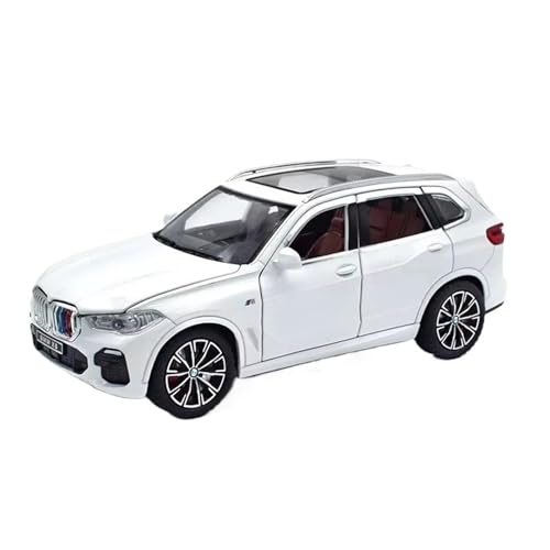 WJXNNON Für BMW X5 Legierung Modelle Spielzeug Druckguss Auto 6 Türen Geöffnet Sound Licht Pull Back Geschenke 1:24(X5 White) von WJXNNON